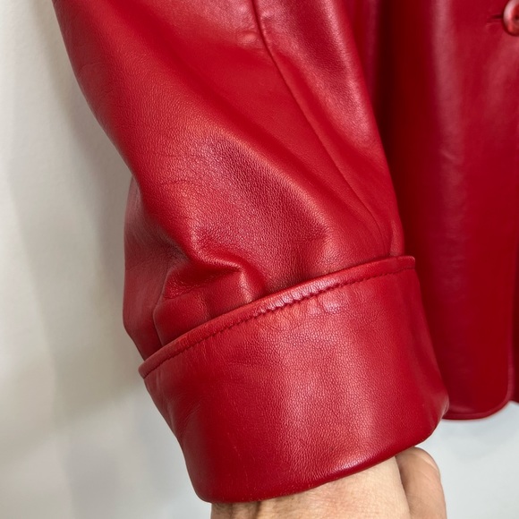 Carl W. Herrmann Pittsburgh Lyn Vintage Red Leather Cinch Waist Coat Women’s 10 - Picture 14 of 17